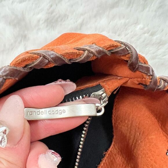 Vintage Y2K Leather Handmade Handbag Purse Shoulder bag Orange Brown - Picture 6 of 14